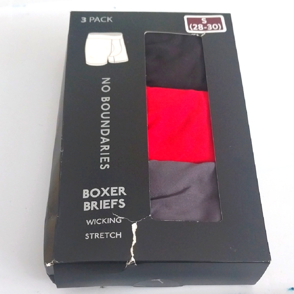 No Boundaries Men's Boxer Briefs 3-Pack - Red and Black